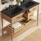 Modway - Zaire 48" Meuble de salle de bain à double lavabo - Noir naturel-Jambes effilées