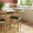 Modway - Jax Bois de chêne Tabouret de comptoir avec dossier ondulé en rasoir et coussin in Sauge du chêne altéré-Coussin de siège en tissu
