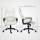 Vinsetto - Fauteuil de bureau exécutif à haut dossier avec massage à vibrations 6 points - blanc-La hauteur du siège se règle avec la manette sous l’assise