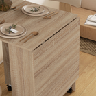 HOMCOM - Table à manger pliante avec abattant, étagères à 2 niveaux et roulettes pour 2 à 4 personnes - bois naturel-Deux roulettes avec freins sont conçues pour plier et déplier la table facilement