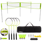 Triumph - Ensemble Combo 4 Carrés Volleyball/Badminton -JEU UNIQUE — Ce filet à 4 carrés de 20 pi x 20 pi s’élève à la hauteur réglementaire du filet de volley-ball (7 pi-4 po) et s’abaisse à la hauteur réglementaire du filet de badminton (5 pi-1 po). Passez rapidement d’un jeu à l’autre grâce aux connecteurs à pince à ressort qui permettent d’ajuster rapidement les poteaux. Montage complet et règles de jeu inclus