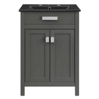 Modway - Laguna 24" Vanette de salle de bain - Gris Noir-Vanité de salle de bain moderne