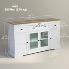HOMCOM - Buffet 55,1 po L avec rangement et 3 tiroirs - blanc-Kit anti-basculement inclus pour la sécurité et la stabilité 