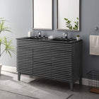 Modway - Render 48" Meuble de salle de bain à double lavabo - Noir charbon-Coiffeuse à grains de noyer