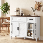 HOMCOM - Buffet de style ferme 44 po avec portes à chevrons et tiroirs - blanc-Le design minimaliste s'harmonise avec les cuisines, salons ou entrées