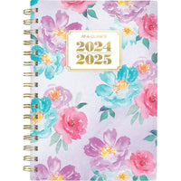 AT-A-GLANCE - Agenda scolaire hebdomadaire/mensuel BADGE floral 2024-2025 - 5 1/2 po x 8 1/2 po - multicolore - bilingue-Couverture en poly imprimée d'un joli motif floral durable et résistant à l'eau