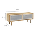 Modway - Kurtis 47 po Meuble TV, Chêne-Portes coulissantes en maille métallique