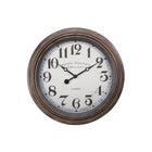Monarch Specialties - Horloge - 20 po Rond - Horloge Murale - Brun Antique - Transitionnel-Élégante horloge murale ronde de 20 pouces au design vintage dans une finition marron antique frottée, s'intégrant parfaitement dans les décors transitionnels