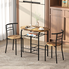HOMCOM - ensemble de salle à manger 3 pièces 31,5 po avec étagère de rangement - brun rustique-Plateau effet bois rustique et structure en métal ajoutent une touche moderne et industrielle à votre pièce