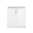 Prepac - Cabinet de base de rangement Elite 32 po avec portes à panneaux, cabinet de salle de bains avec 1 étagère ajustable - Blanc-Poignées élégantes en métal brossé