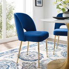Modway - Rouse Salle à manger Fauteuil d’appoint - Marine-Pieds en acier inoxydable doré