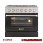 Kucht - 36 po Série KDF Cuisinière Pro Style au gaz naturel - Acier inoxydable/Noir-La cuisinière à gaz à 6 brûleurs comprend un brûleur double de 20 000 BTU avec mode mijotage, un brûleur de 15 000 BTU, un brûleur de 12 000 BTU, deux brûleurs de 9 000 BTU et un brûleur de 6 000 BTU