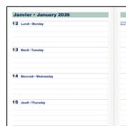 Blueline - 2026 Agenda de poche hebdomadaire avec deux semaines par page double - 6 po x 3-1/2 po - Noir - Bilingue-50 % de papier recyclé post-consommation