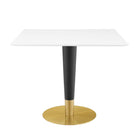 Modway - Zinque 36 po Carré Table à manger, Or Blanc-Table à manger moderne