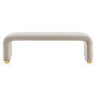 Modway - Koda Performance Velvet Banc long de la chute d’eau - Brass Almond-Capsules de pied ajustables