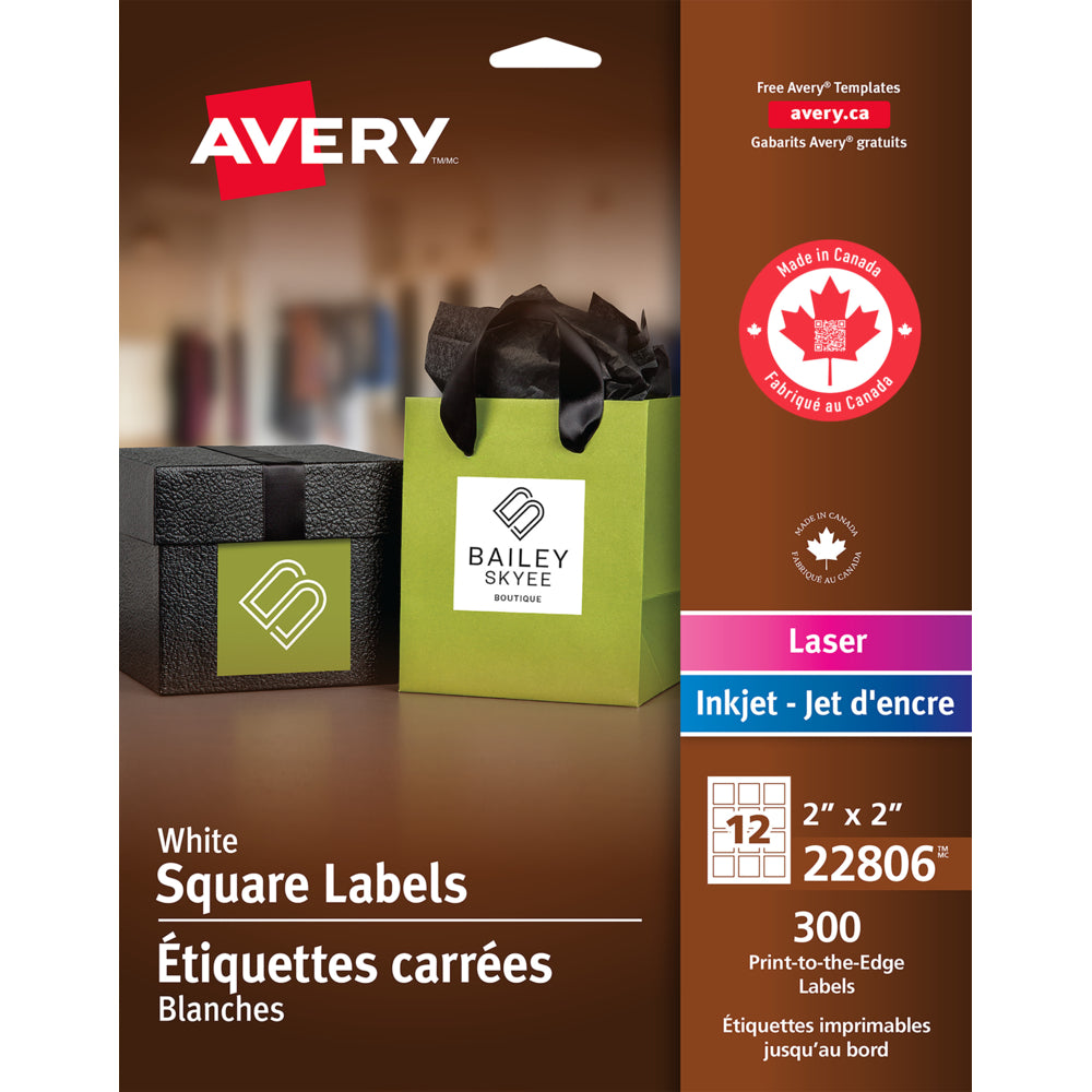1200 Étiquettes Autocollantes Carrées Premium Label Supply - 5,1x5,1cm, Blanches, Adhésif Permanent - Compatibles Laser/Jet D'Encre