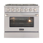Kucht - 36 po Série KNG Cuisinière Pro Style au gaz propane - Acier inoxydable-Cuisez et pâtissez comme un pro grâce au four à convection extra-grand offrant une capacité de 4,2 pi³, une configuration à cinq grilles et une vaste fenêtre d’observation