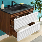 Modway - Render Fixation murale de 30" Vanette de salle de bain - Noyer blanc Noir-MDF et panneau de particules