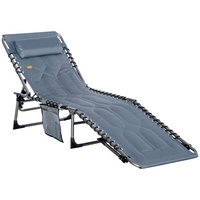 Outsunny - Chaise longue d’extérieur - chaise longue pliante - gris-Dossier verrouillable réglable en 5 positions