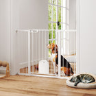 PawHut - Barrière pour animaux extra large 30"-52" avec petite porte - 35"L - Noir-Équipée d’une petite porte, pratique pour le passage des animaux de compagnie