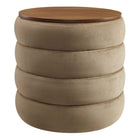 Modway - Mezzo Manche Performance Velvet Ottoman de stockage - Taupe-Chenal Touffé
