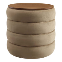 Modway - Mezzo Manche Performance Velvet Ottoman de stockage - Taupe-Chenal Touffé