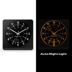 Marathon – Horloge murale surdimensionnée analogique avec veilleuse auto, boîtier noir, cadran noir-Rétroéclairage à DEL de couleur ambrée