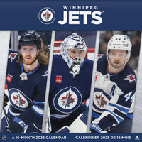 DateWorks - Calendrier Mural 16 Mois des Jets de Winnipeg 2025 - 12 po x 12 po - Bilingue-Septembre 2024 - Décembre 2025