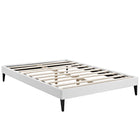 Modway - Tessie Vinyle Cadre de lit complet avec pieds carrés effilés, Blanc-Cadre en bois massif