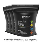 Lingettes nettoyantes multi-usages Gritt Commercial pour surfaces – Parfum frais – 20,3 x 15,2 cm – 800 lingettes par rouleau – Paquet de 4-Nombre de lingettes : 800 lingettes/rouleau, 3 200 lingettes au total