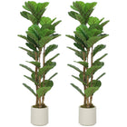 HOMCOM - Arbre artificiel figuier lyre 4 pi pour décoration intérieure - vert - lot de 2-Doté de feuilles en PEVA au toucher réel et de troncs en bois massif pour un aspect ultra-réaliste 