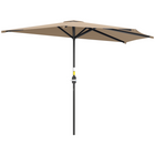 Outsunny - Parasol demi-cercle de patio avec manivelle et aération - 9,8 pi - café-Parasol pratique pour offrir plus d’ombre