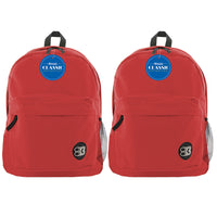 BAZIC Products - Sac à dos classique 17 po rouge, paquet de 2-Un grand compartiment principal et un petit compartiment avant avec fermeture éclair