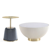 Manhattan Comfort - Ensemble de 2 tables : table basse moderne Anderson 71,5 cm et table d’appoint 40 cm - crème et gris-Ensemble de table basse moderne et de table d’appoint pour salon