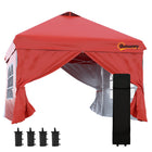 Outsunny - Tente auvent pliante 10 pi l x 10 pi L - Abri soleil instantané - Rouge-Tente de fête 10 po x 10 po avec 4 parois amovibles, idéale pour une utilisation lors d’événements en plein air