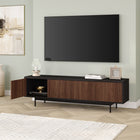 Hudson&Canal - Meuble TV Whitman pour téléviseurs jusqu'à 75 pouces - Grain noir/noyer satiné-Dimensions du produit : 15,5" L x 70" l x 20" H