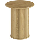 HOMCOM - Table d’appoint ronde - chêne-Motif de grain de bois de chêne et design à lattes, ajoutant de l'élégance à n'importe quelle pièce 