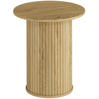 HOMCOM - Table d’appoint ronde - chêne-Motif de grain de bois de chêne et design à lattes, ajoutant de l'élégance à n'importe quelle pièce 