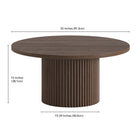 Hudson&Canal - Table basse ronde cannelée Rollan de 81 cm de large, chêne brun-Nettoyer avec un chiffon doux et sec, sans produits chimiques agressifs ni produits de nettoyage abrasifs