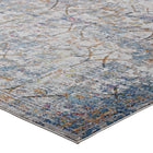 Modway - Minu Treillis floral vieilli Tapis de comédie 8 pi l x 10 pi L - Bleu clair, jaune et orange-Résistant aux taches / Facile à nettoyer
