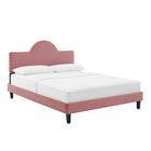 Modway - Soleil Performance Velvet Lit simple, Rose poussiéreuse-Velours de performance résistant aux taches