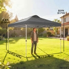 Outsunny - Auvent pliant imperméable 9.8 pi l x 9.8 pi L - Gris foncé-Le toit ventilé avec huit trous de drainage s’adapte à diverses conditions météorologiques