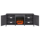 Hudson&Canal - Meuble TV Jasper avec cheminée à bois pour téléviseurs jusqu'à 65 pouces - Gris anthracite-Le dessus a une capacité de poids de 75 lb, les étagères inférieures peuvent supporter 25 lb chacune