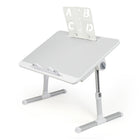 ShoppingAll - Bureau pliable portable réglable avec fente pour tablette et tiroir - Argent-Porte-Livre Bonus: Livré avec un porte-livre supplémentaire qui peut être attaché à la fente pour appareil, offrant une commodité mains libres.