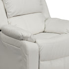 Flash Furniture – Fauteuil inclinable moderne de luxe pour enfants, vinyle, très rembourré, rangement dans les accoudoirs, blanc-Nettoyer les taches avec un chiffon humide