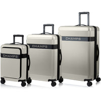 Champs - Ensemble de bagages 3 pièces Onyx II - Ivoire-Poche frontale à accès facile. . Compartiment intérieur rembourré pour ordinateur portable jusqu’à 15,6", avec une pochette dédiée pour tablette offrant une protection supplémentaire. Multiples poches de rangement permettent de garder votre téléphone, chargeurs, câbles, carte d’embarquement, passeport, lunettes de soleil et documents bien organisés.. La large ouverture de la poche frontale facilite un accès rapide et complet à vos essentiels.. Un clip p