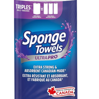 SpongeTowels - Essuie-tout UltraPRO ultra-résistant et absorbant - 1 = 3 rouleaux standard - 147 feuilles-Contient 1 grand rouleau = 3 rouleaux ordinaires de papier essuie-tout SpongeTowels UltraPRO