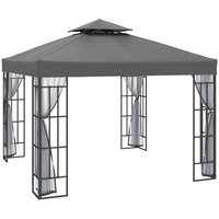 Outsunny - Pavillon de jardin 10 pi l x 10 pi L pare-soleil d’extérieur portable avec moustiquaire - gris-La structure en acier avec revêtement en poudre résiste aux éclats, à l'écaillage, à la rouille et à la corrosion