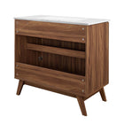 Modway - Soma 36" Vanette de salle de bain - Blanc noyer-Trous centraux de 8"