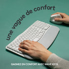 Logitech - Wave Keys clavier ergonomique sans fil, repose-poignets rembourré - Blanc-Confort de frappe toute la journée: le design courbé de ce clavier compact place vos mains, poignets et avant-bras dans une position de frappe naturelle